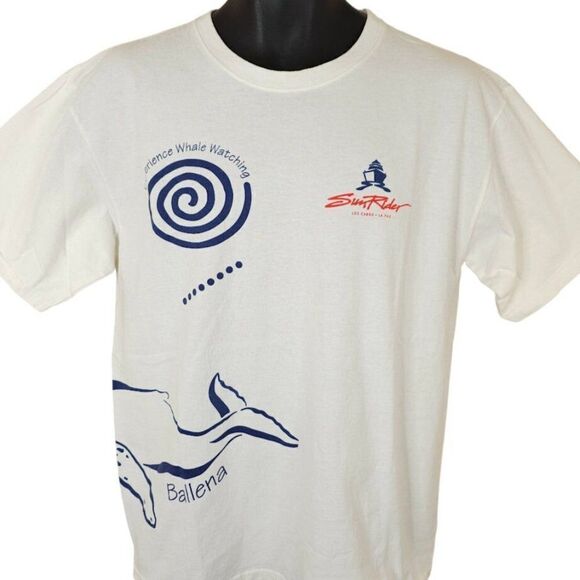 Whale Watching T Shirt Mens Size Large Vintage Y2K Humpback Cabo San Lucas Gecko - Picture 2 of 7